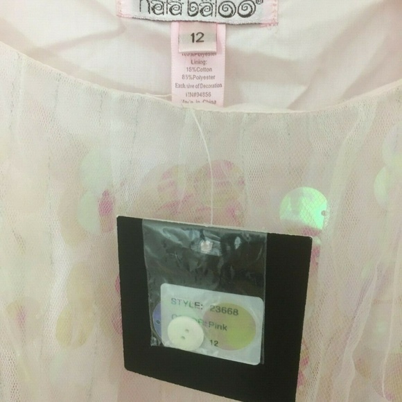 Halabaloo Pink Tulle Metallic Sequin Dress Girl 12 - Picture 4 of 6